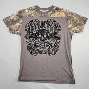 Affliction American Customs XL Camo Sleeve Skull Wings Graphic T-Shirt Men’s